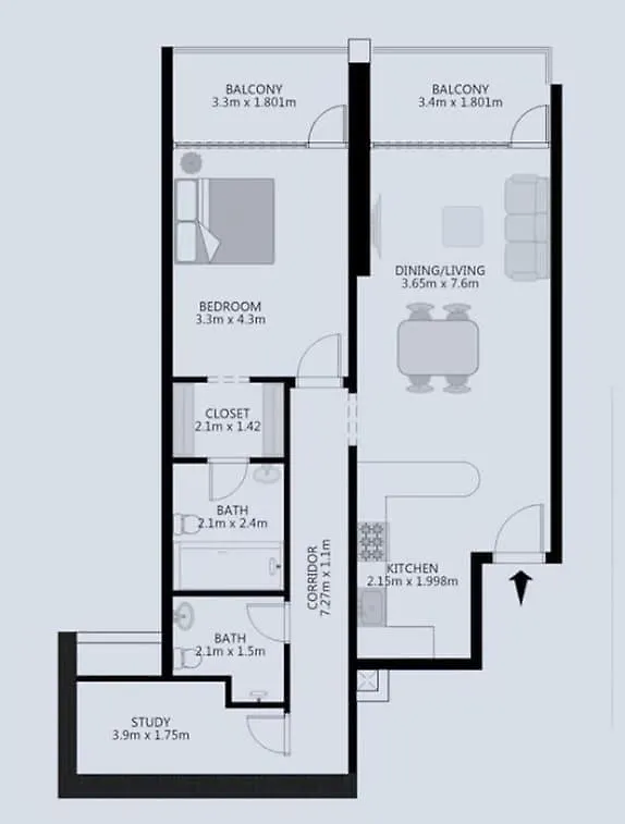 Apartment Stylish 1-Bedroom Retreat In Amal Tower Sports City Dubai